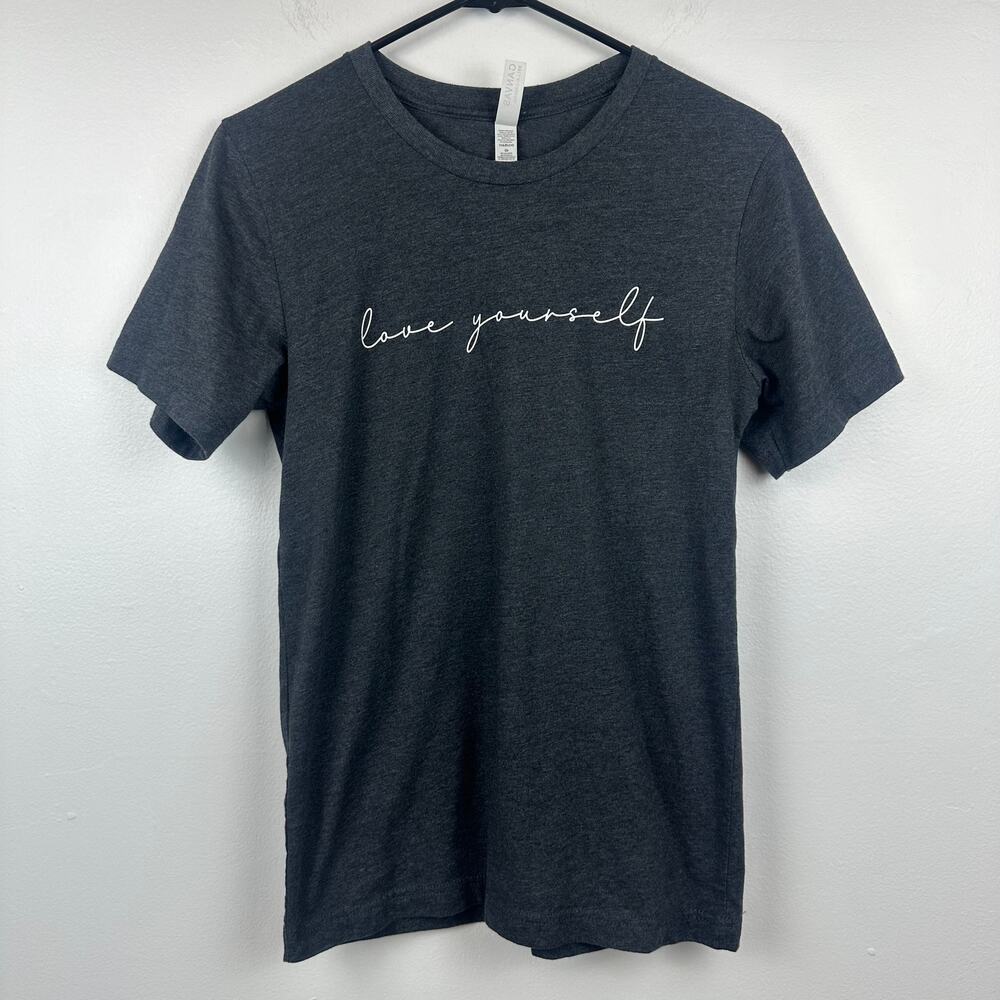 Bella + Canvas 3001 Unisex Adult Love Yourself Dark Grey Heather T-Shirt Small